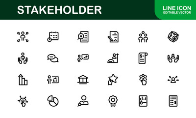 Stakeholder Icon Set. Professional Vector Illustrations for Business Partnerships, Investors, and Corporate Relationships