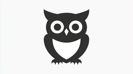 Fototapeta premium Simple black owl icon on white background; for website design