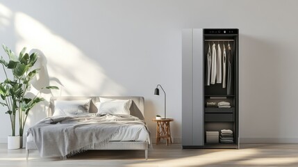 Modern Bedroom with Stylish Wardrobe and Bed