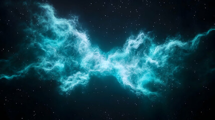 Naklejka premium Teal nebula cosmic cloud formation, dark space background, science fiction, website design
