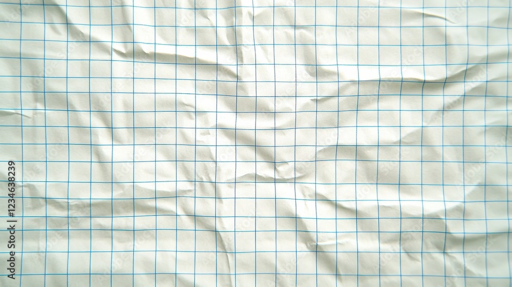 Poster abstract image featuring a crumpled, light beige paper texture overlaid with a grid of translucent, 