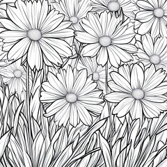 Vibrant Ice Plant Blooms Simple Coloring for Design Projects