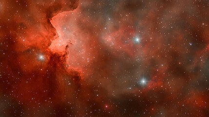A stunning view of red nebula with distant star, cosmic beauty and wonder red