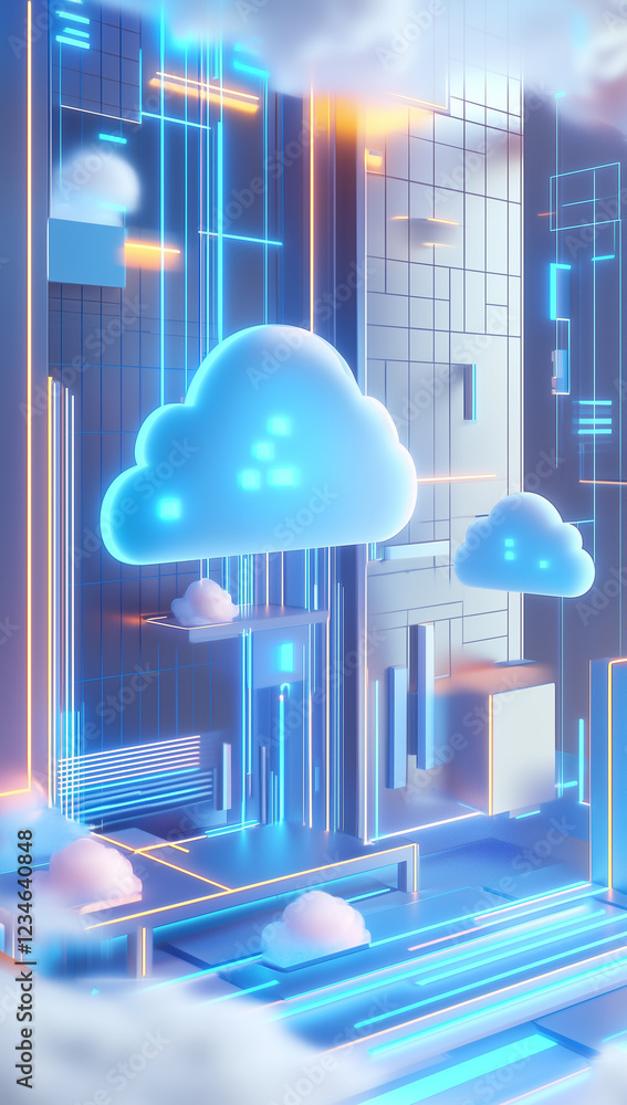 Poster cloud computing digital information and cyberspace background