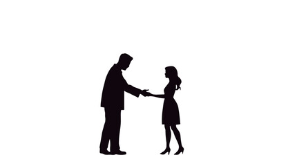 Silhouette of a man and woman reconciling after a quarrel 
