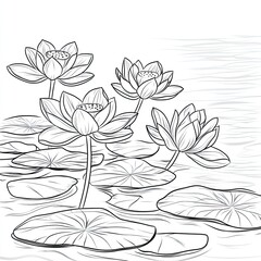 Fototapeta premium Serene Lotus Blossoms Floating on Calm Water Simple Color Palette for Relaxation and Wellness