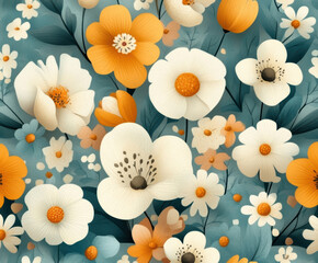  spring flowers in bloom. AI generative.