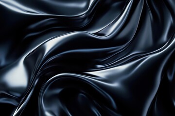 Fototapeta premium luxurious black silk rippling in dramatic lighting, deep folds creating abstract patterns with subtle sheen and shadows