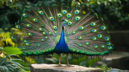 Obraz premium A peacockâ€™s feathers may shine brightly, but its call is rough and unexpected.