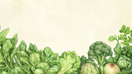 Naklejka premium Fresh green vegetable background with copy space