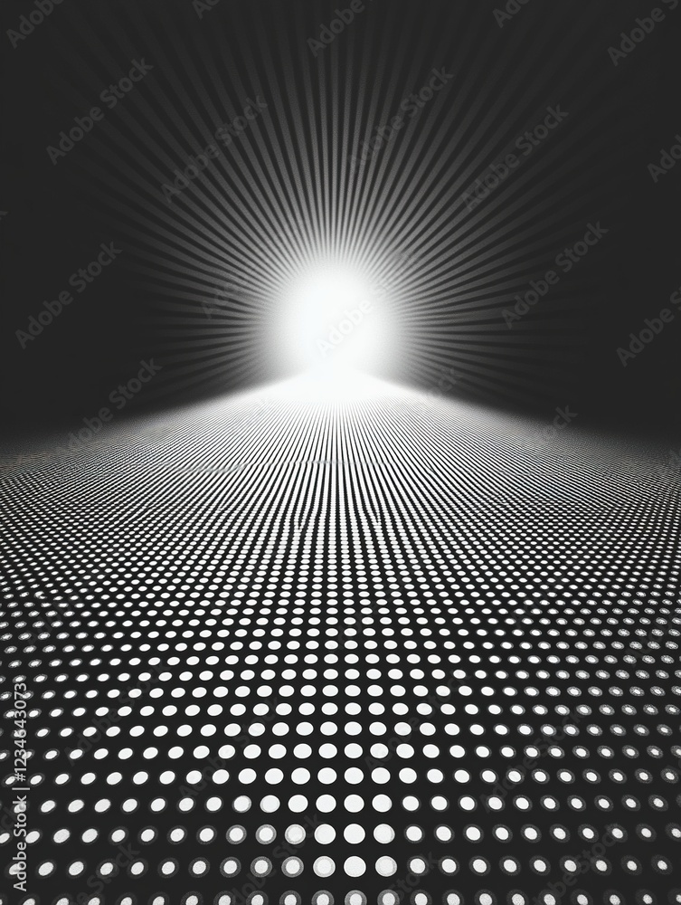 Poster dots converge into light for use as an abstract background or presentation