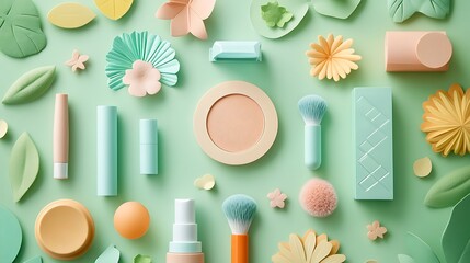 Spring Flat lay composition with skin foundation