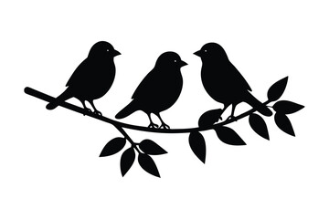 Silhouette illustration of three birds and facing each other.eps
