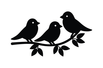 Silhouette illustration of three birds and facing each other3.eps