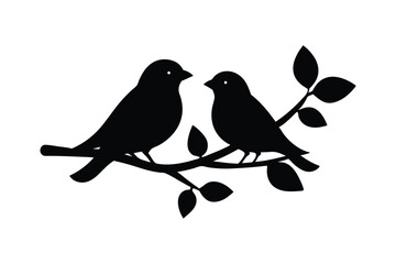 Silhouette illustration of two birds and facing each other6.eps