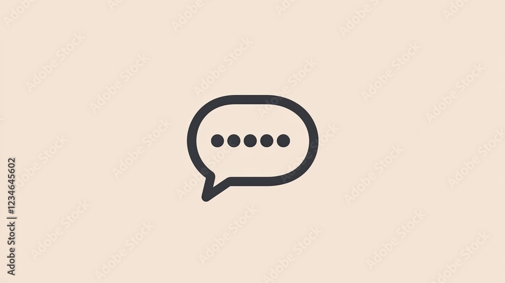 Poster simple minimalist speech bubble icon with dots representing message or chat.