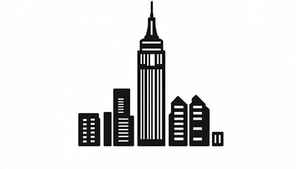 Obraz premium NYC skyline icon, minimalist design, city buildings, urban landscape, graphic element