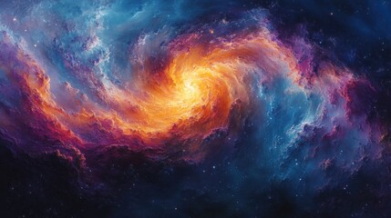 Fototapeta premium Colorful cosmic swirl of nebula in deep outer space capturing galactic wonders