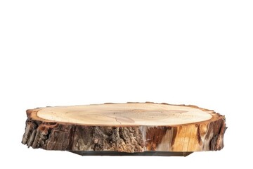 Wooden podium with bark wood slabs jacuzzi plant tree.