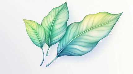 Fototapeta premium Elegant watercolor leaves on white background for nature-inspired designs