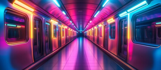Neon Subway Tunnel: A Futuristic Vision of Urban Transit