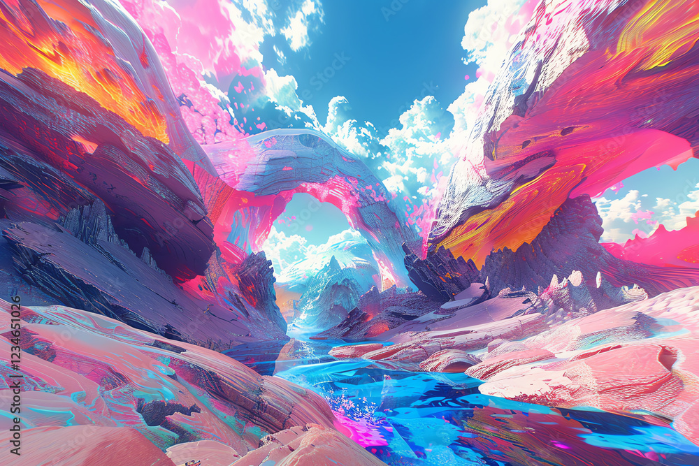 Poster capture the dynamic energy of a virtual reality universe with a wide-angle, abstract art piece utili