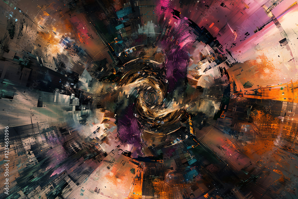 Poster capture the dynamic energy of a virtual reality universe with a wide-angle, abstract art piece utili