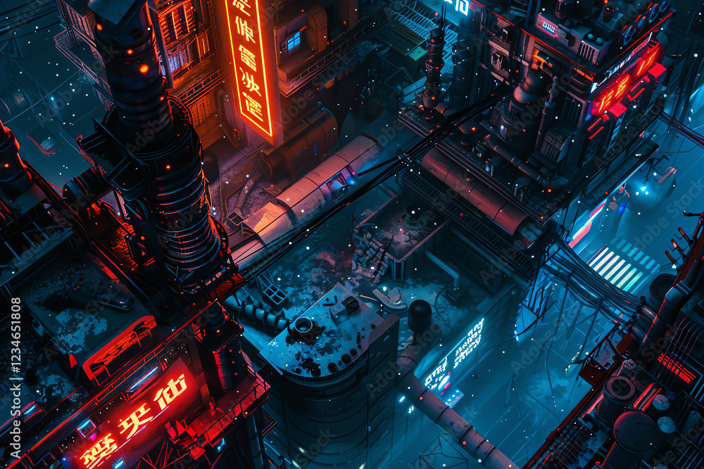Poster capture the eerie beauty of a desolate cityscape in a scifi dystopian world using high-angle view, s