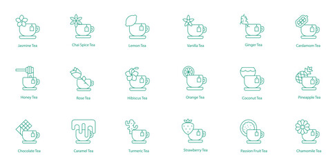 Exotic Tea Vector Icons: A Fusion of Flavors