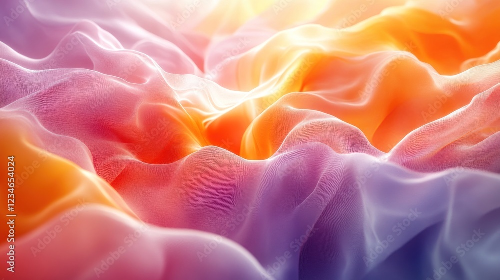 Poster abstract colorful fabric texture with soft, flowing waves and light effects.