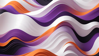 Líneas onduladas abstractas en tonos morados, naranjas y negros que crean un patrón dinámico y fluido