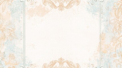Elegant vintage frame with ornate design and pastel color palette on textured background.