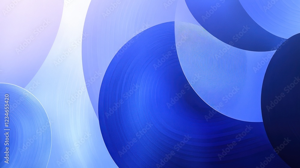Poster abstract blue circles overlap, creating a dynamic and modern design.