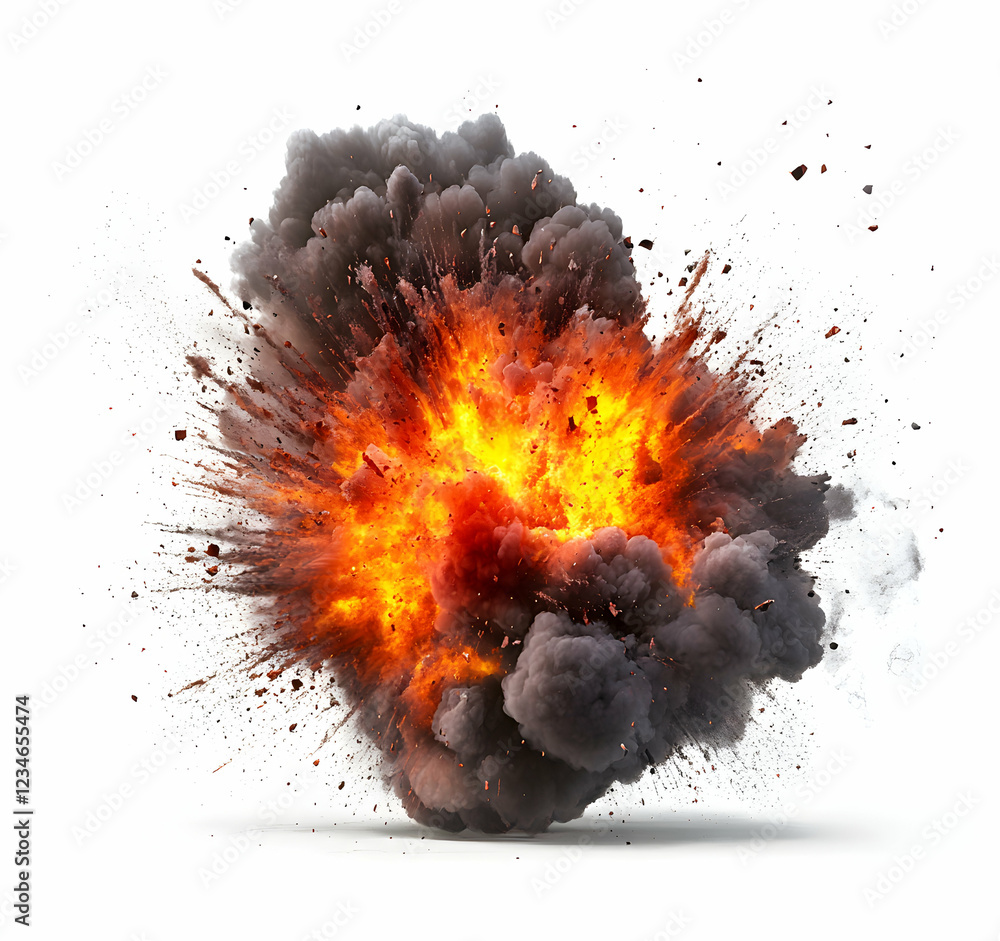 Poster fiery explosion: a dramatic visual of an intense blast captured in a high-resolution image