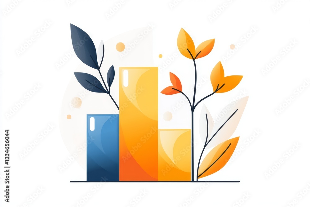 Poster A minimalist bar chart icon with one bar significantly taller than the others, drawn in bold lines with a simple gradient background