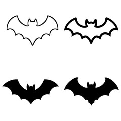 Bat set silhouette vector icon design on a white background 