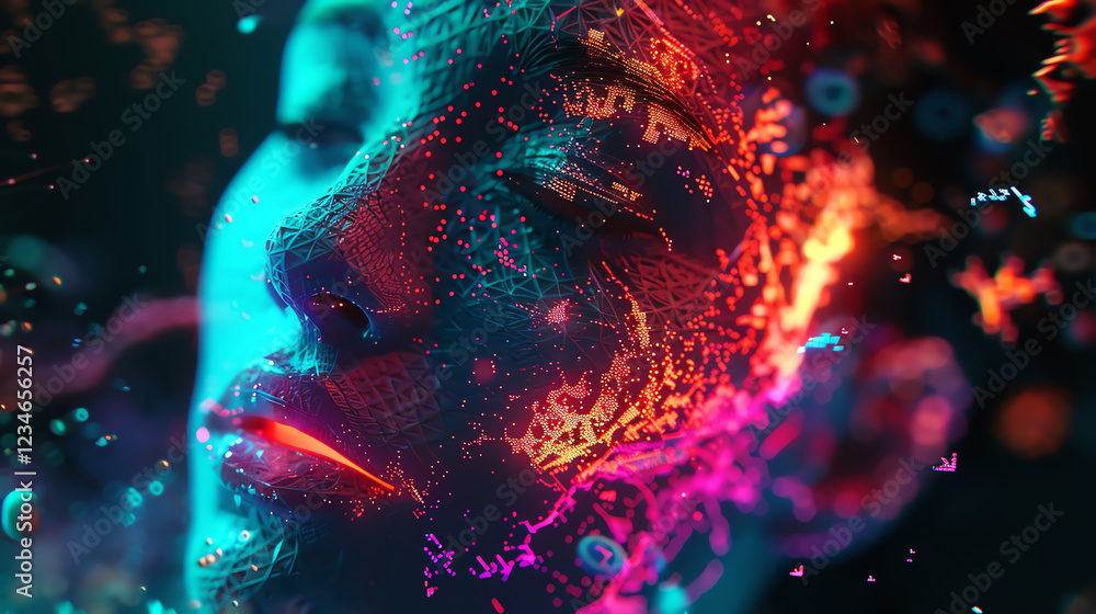 Poster capture the intricacies of the human mind with a futuristic twist show a neural network merging with