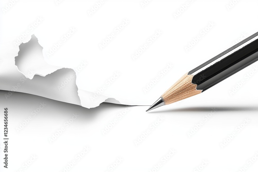 Poster A minimalist icon of a single, sharpened pencil drawing a precise line across a blank canvas, emphasizing focus and expertise