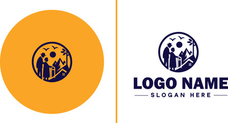 Retirement Community icon Senior living community Retirement village Senior community flat logo sign symbol editable vector