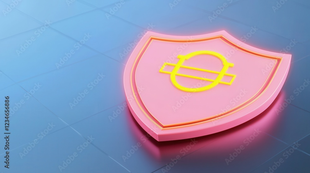 Poster shield icon with digital security concept and glow effect