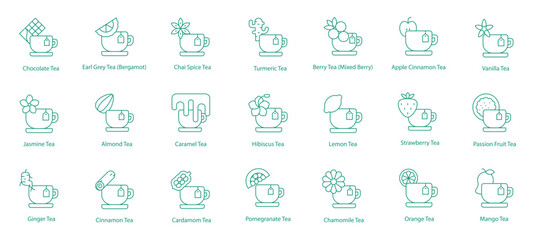 Rich and Spiced Tea Vector Icons: Aromatic and Warming Blends