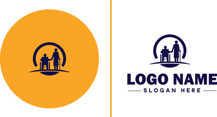 Retirement Community icon Senior living community Retirement village Senior community flat logo sign symbol editable vector