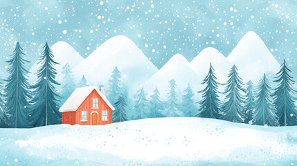 winter landscape with house