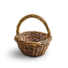 Obraz premium Empty wicker basket, isolated and cut out, on a transparent background as a png