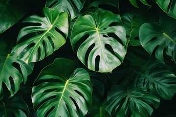 Lush Monstera Leaves Background