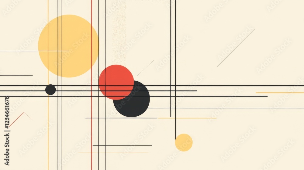Poster abstract composition featuring geometric shapes and lines in a minimalist design