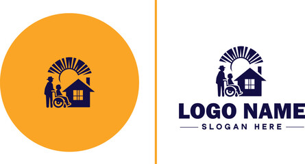 Retirement Community icon Senior living community Retirement village Senior community flat logo sign symbol editable vector