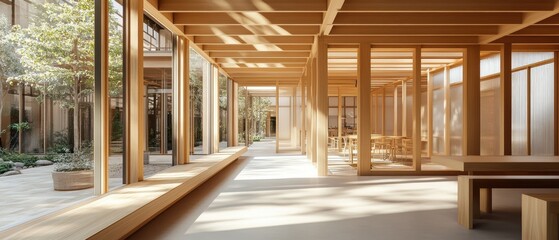 Naklejka premium Bright minimalism savoring moments in an urban interior with exposed beams