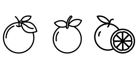 tangerine outline or line icon design bundle.