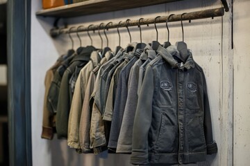 Obraz premium Row of Vintage Jackets on Hangers